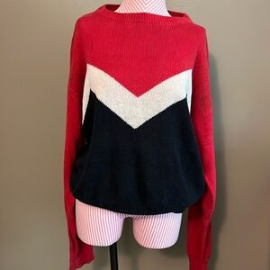 VTG Vintage sweater red white black Charlie Brown style stripe - size XL